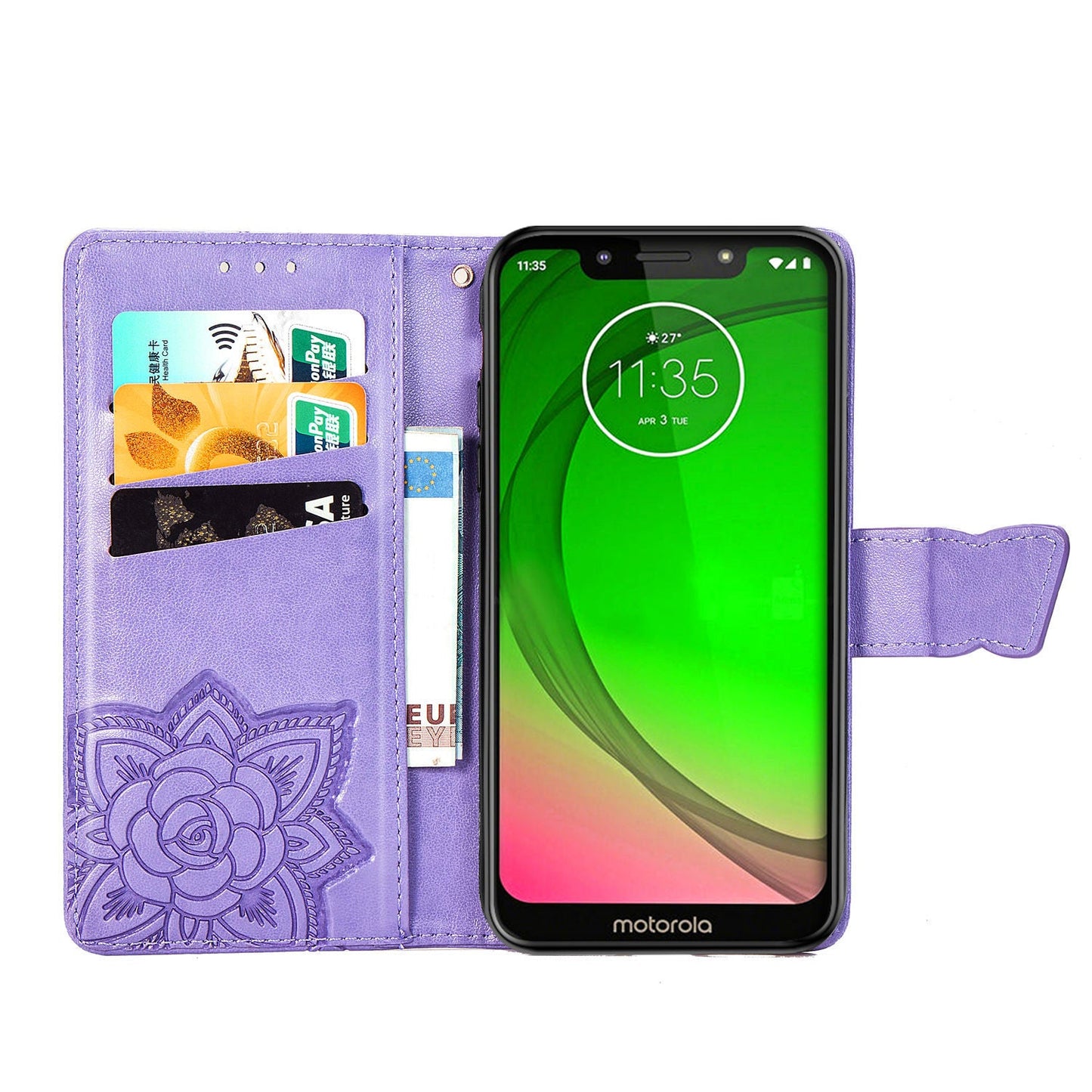 Luxury Embossed Butterfly Leather Wallet Flip Case for MOTO G7/ G7 Power/ G7 Play