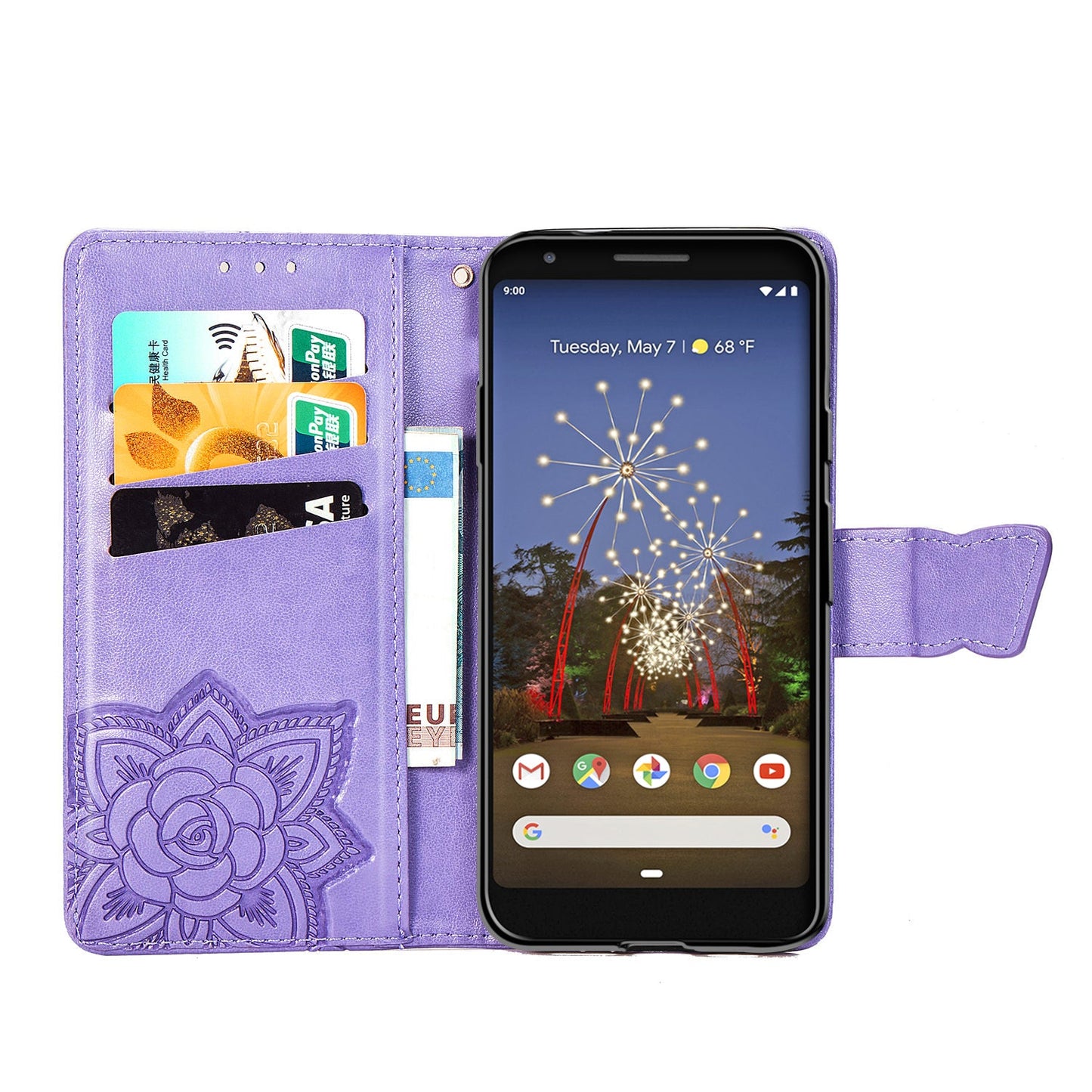 Luxury Embossed Butterfly Leather Wallet Flip Case For Google Pixel