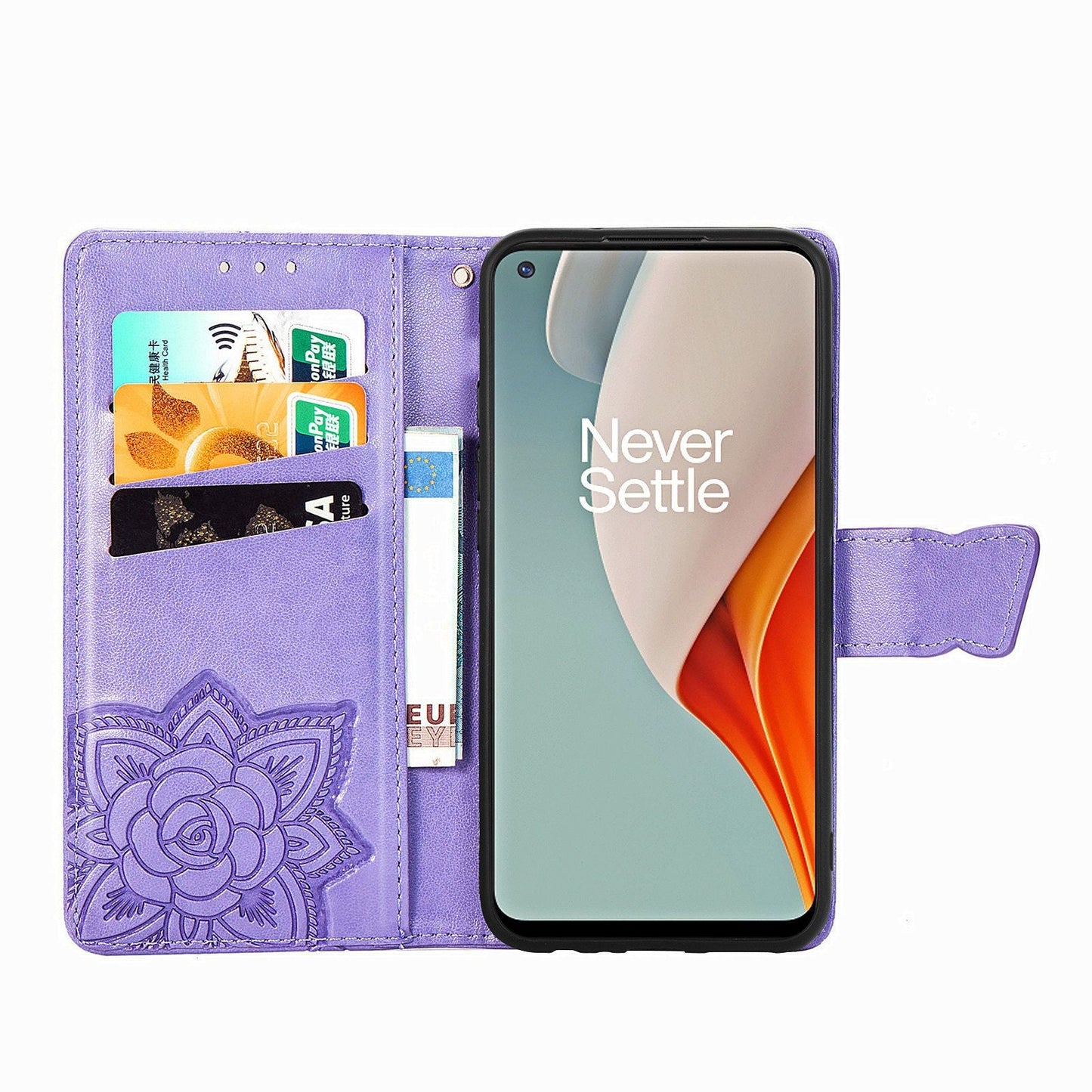 Luxury Embossed Butterfly Leather Wallet Flip Case For OnePlus Nord N100