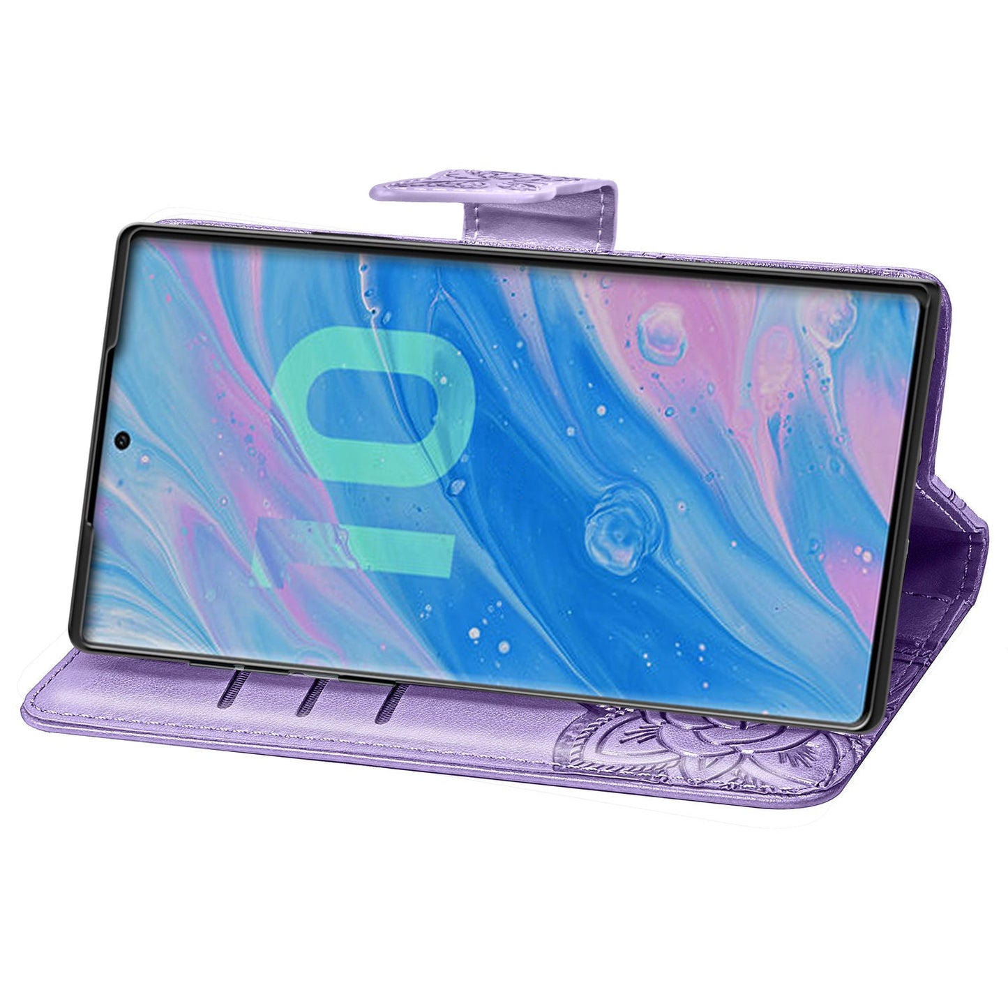 Étui portefeuille de luxe en cuir gaufré papillon pour Samsung Note10 Plus