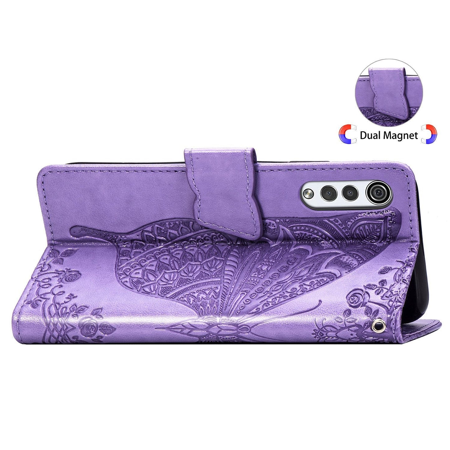 Luxury Embossed Butterfly Leather Wallet Flip Case for LG Velvet