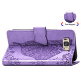 Luxury Embossed Butterfly Leather Wallet Flip Case For Samsung Galaxy S8