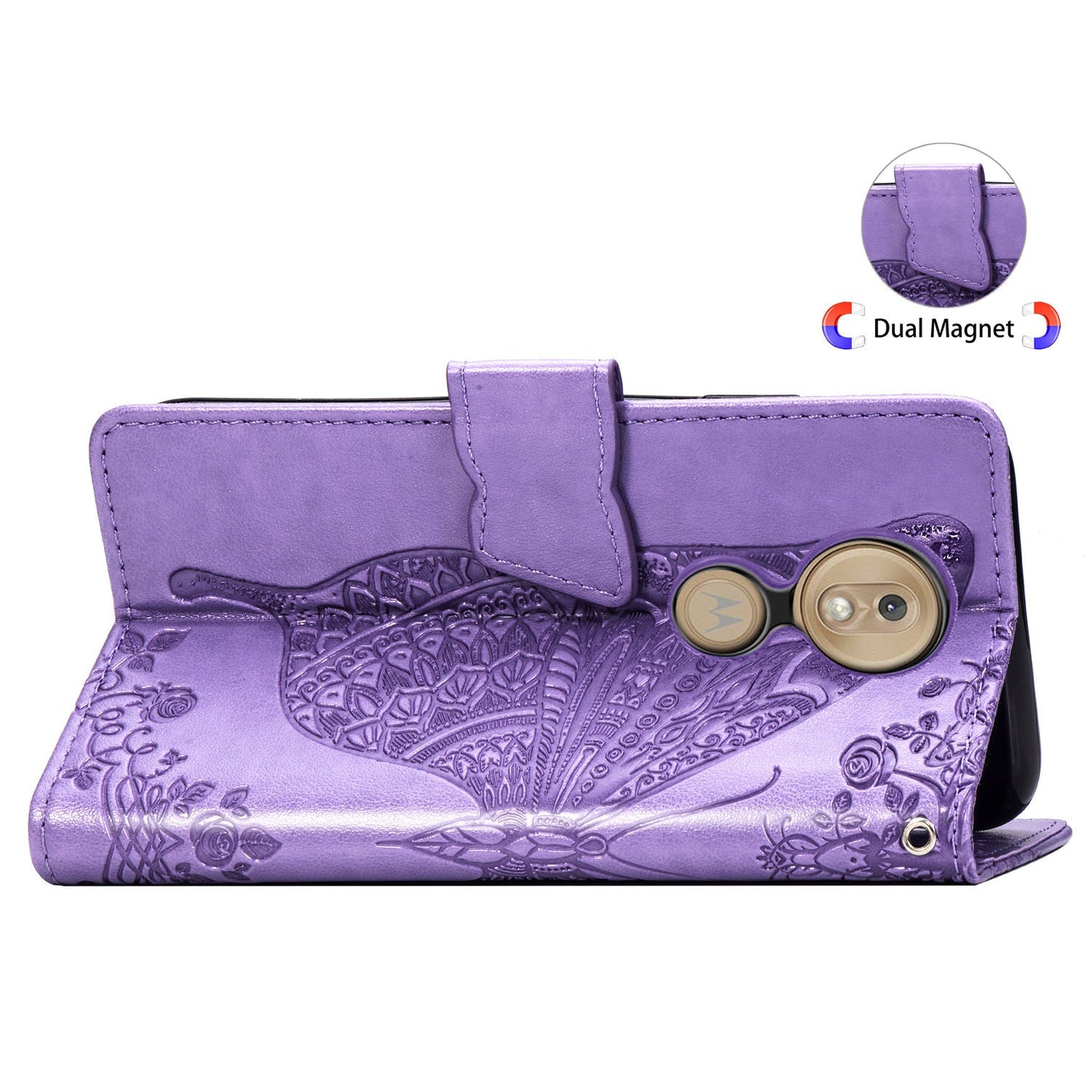 Luxury Embossed Butterfly Leather Wallet Flip Case for MOTO G7/ G7 Power/ G7 Play