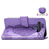 Luxury Embossed Butterfly Leather Wallet Flip Case for LG K61