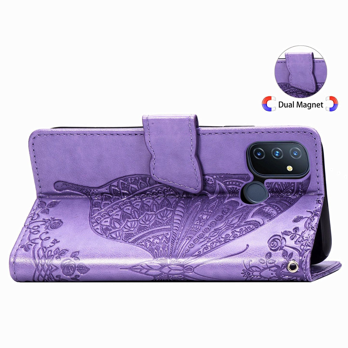 Luxury Embossed Butterfly Leather Wallet Flip Case For OnePlus Nord N100