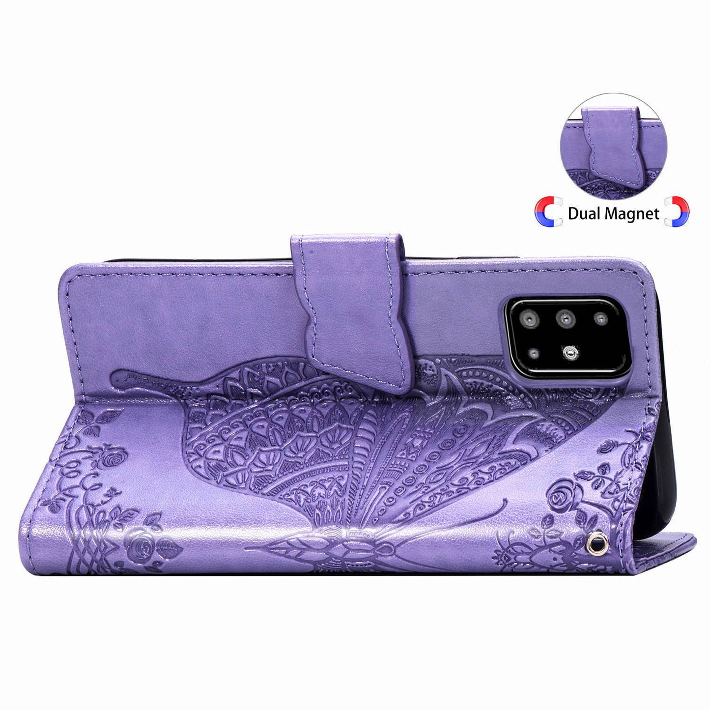 Luxury Embossed Butterfly Leather Wallet Flip Case For Samsung A71