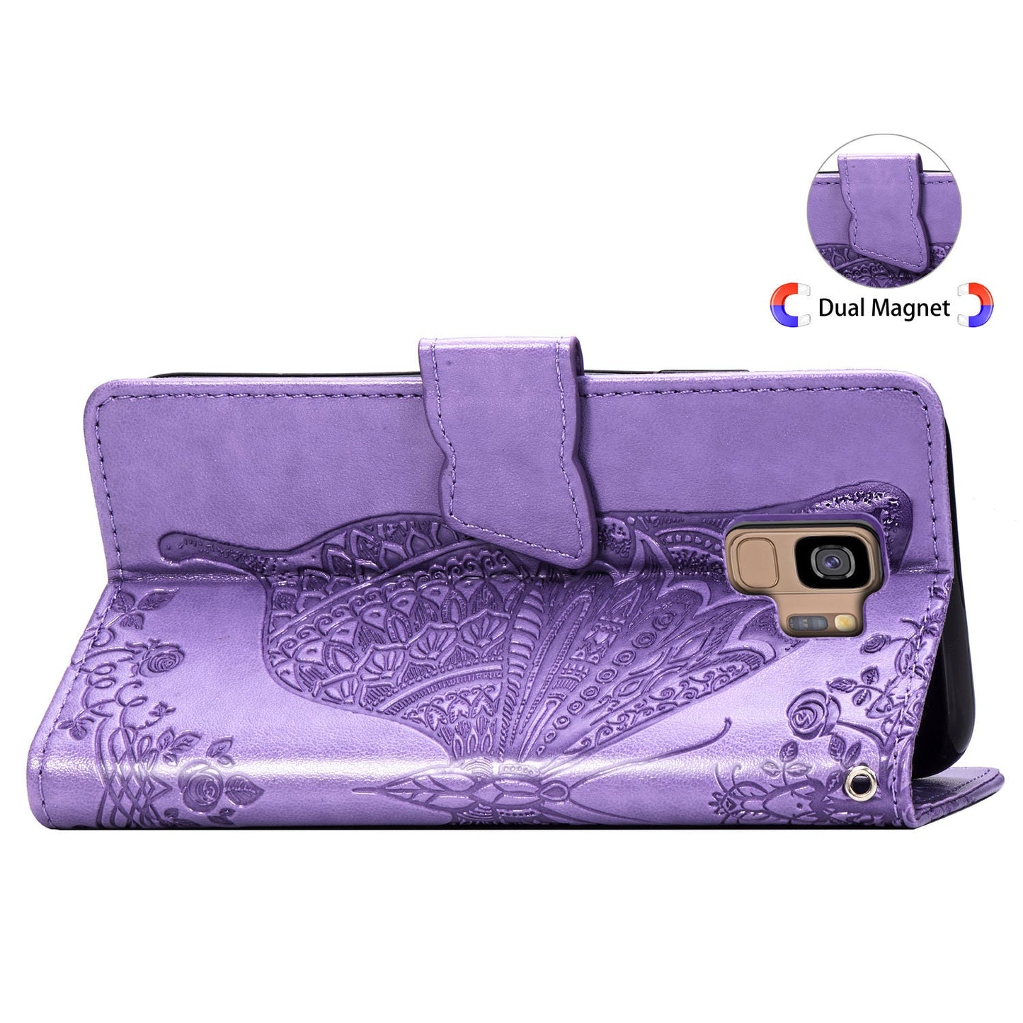 Luxury Embossed Butterfly Leather Wallet Flip Case For Samsung Galaxy S9