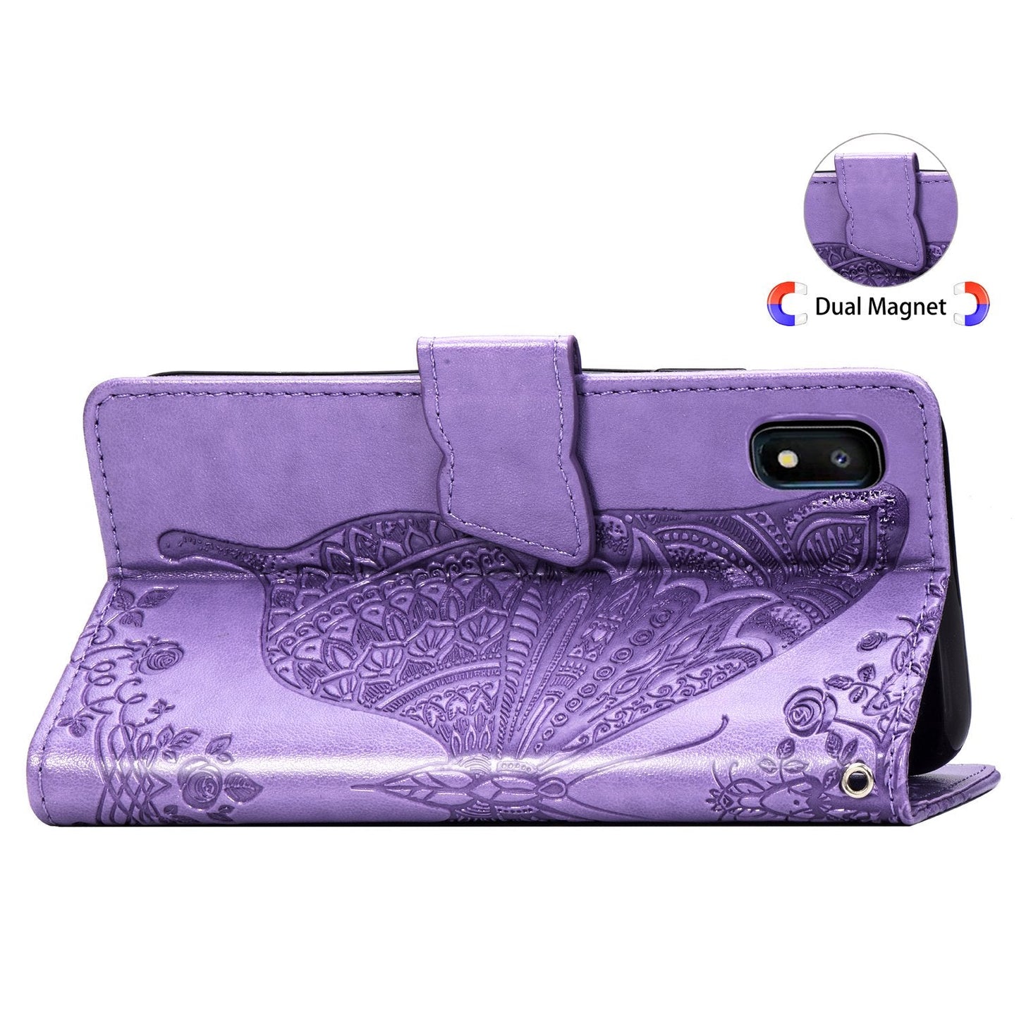 Luxury Embossed Butterfly Leather Wallet Flip Case For Samsung A10E