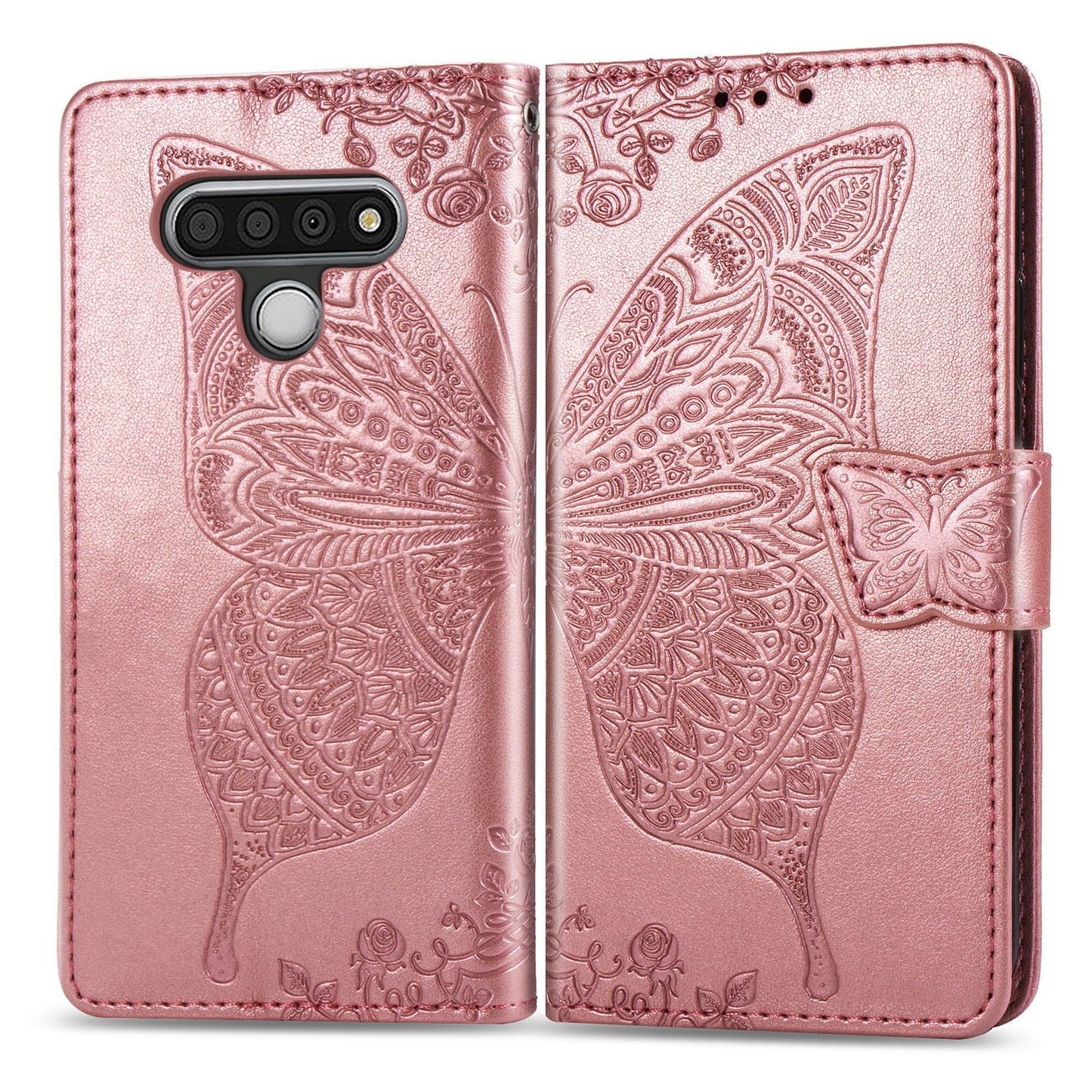 Luxury Embossed Butterfly Leather Wallet Flip Case for LG Stylo 6