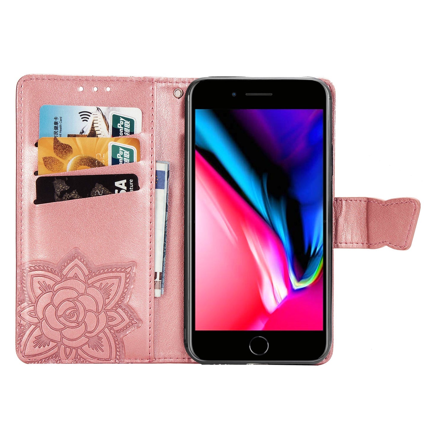 Neue luxuriöse geprägte Schmetterlings-Leder-Brieftaschen-Klapphülle für IPHONE 6 Plus/6S Plus