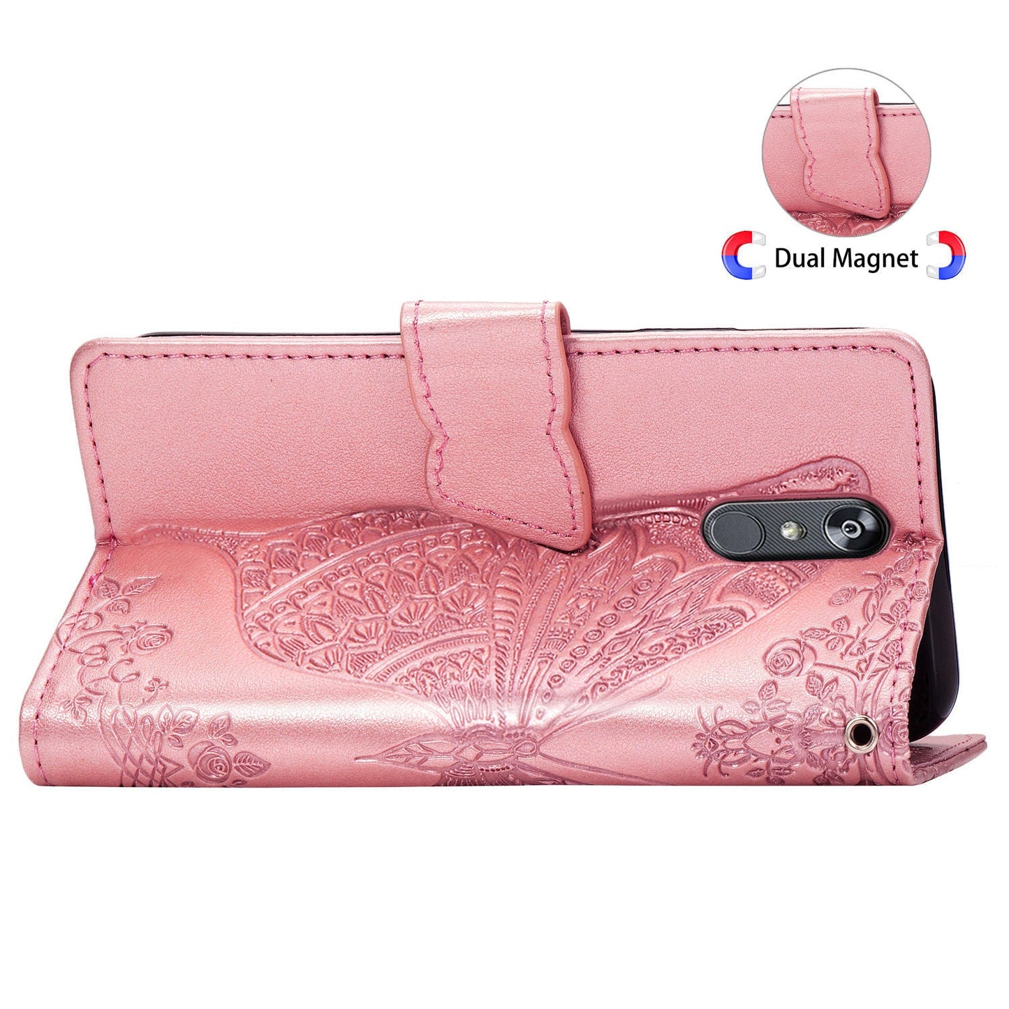 Luxury Embossed Butterfly Leather Wallet Flip Cover for LG Stylo 5