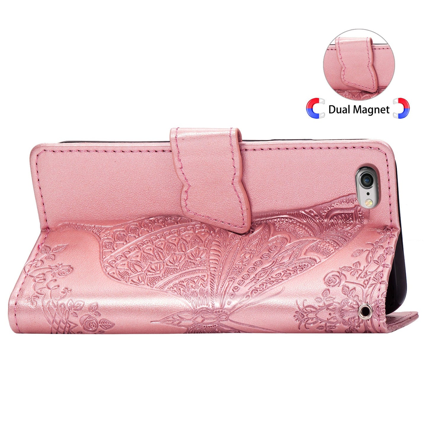 Neue luxuriöse geprägte Schmetterlings-Leder-Brieftaschen-Klapphülle für IPHONE 6 Plus/6S Plus