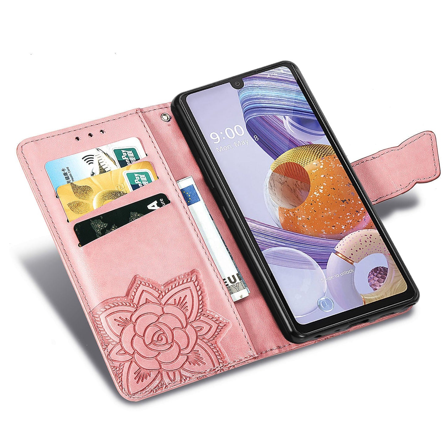 Luxury Embossed Butterfly Leather Wallet Cover for LG Stylo 6