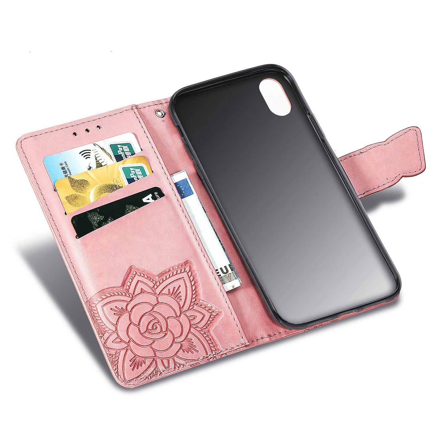 New Luxury Embossed Butterfly Leather Wallet Flip Case for IPHONE X/XS