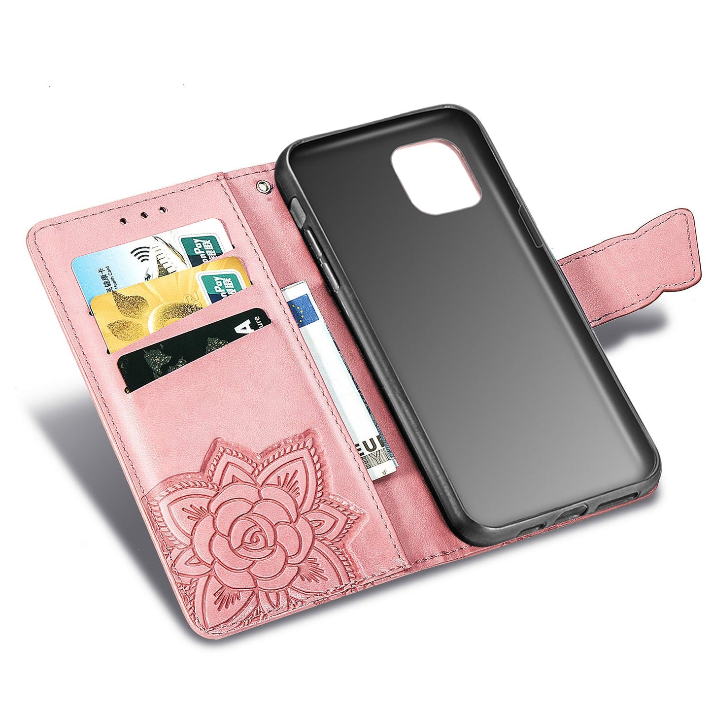 Neue luxuriöse geprägte Schmetterling Leder Geldbörse Flip Hülle für IPHONE 11