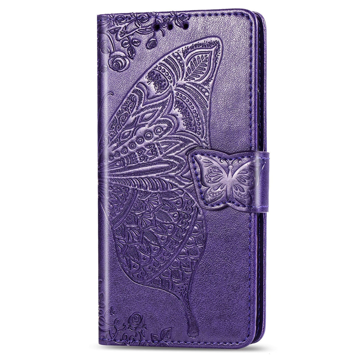 Luxury Embossed Butterfly Leather Wallet Flip Case for MOTO E6