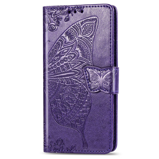 Étui portefeuille en cuir gaufré de luxe avec papillon pour MOTO E6