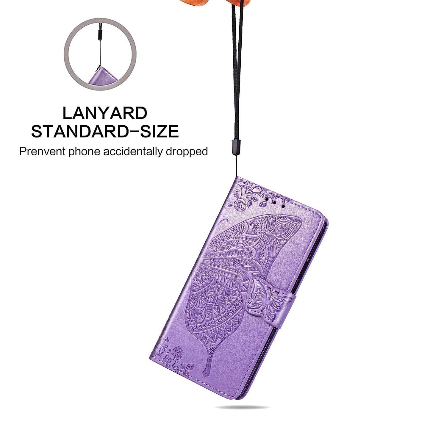 Luxury Embossed Butterfly Leather Wallet Flip Case For Samsung Galaxy S9