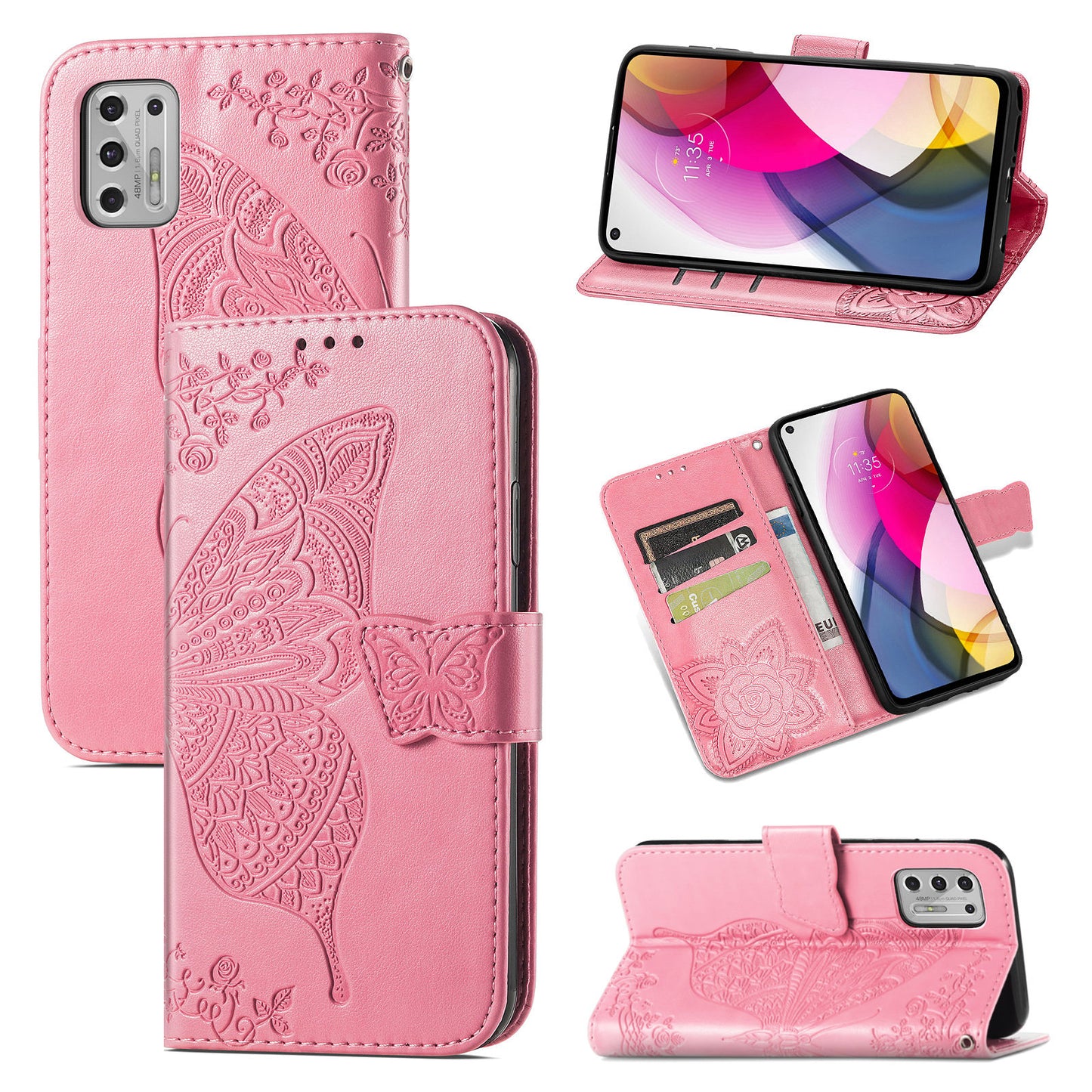 Luxury Embossed Butterfly Leather Wallet Flip Case For MOTO G Stylus 2021