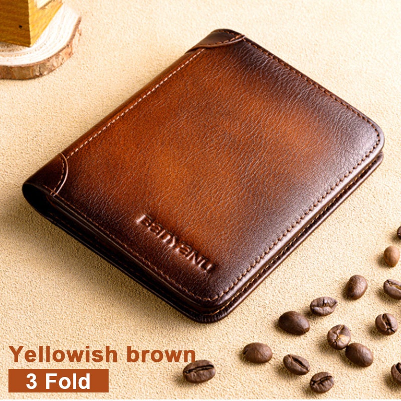 Upgrade RFID Male Genuine Leather Wallets
