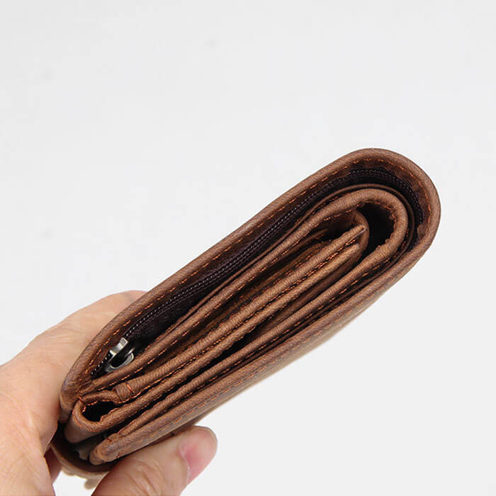 RFID Genuine Leather Card Holder Trifold Men Wallet