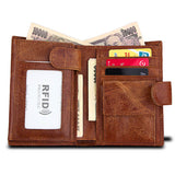 RFID Genuine Leather Card Holder Trifold Men Wallet