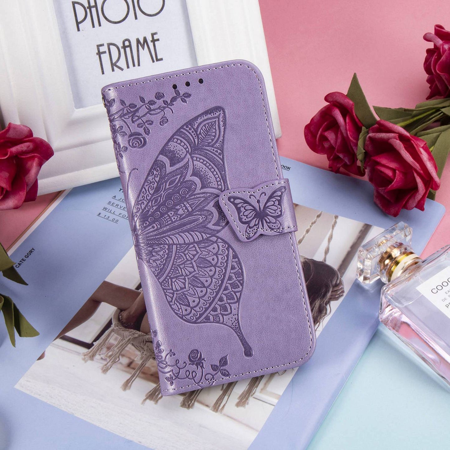 Luxury Embossed Butterfly Leather Wallet Flip Case For Samsung A71