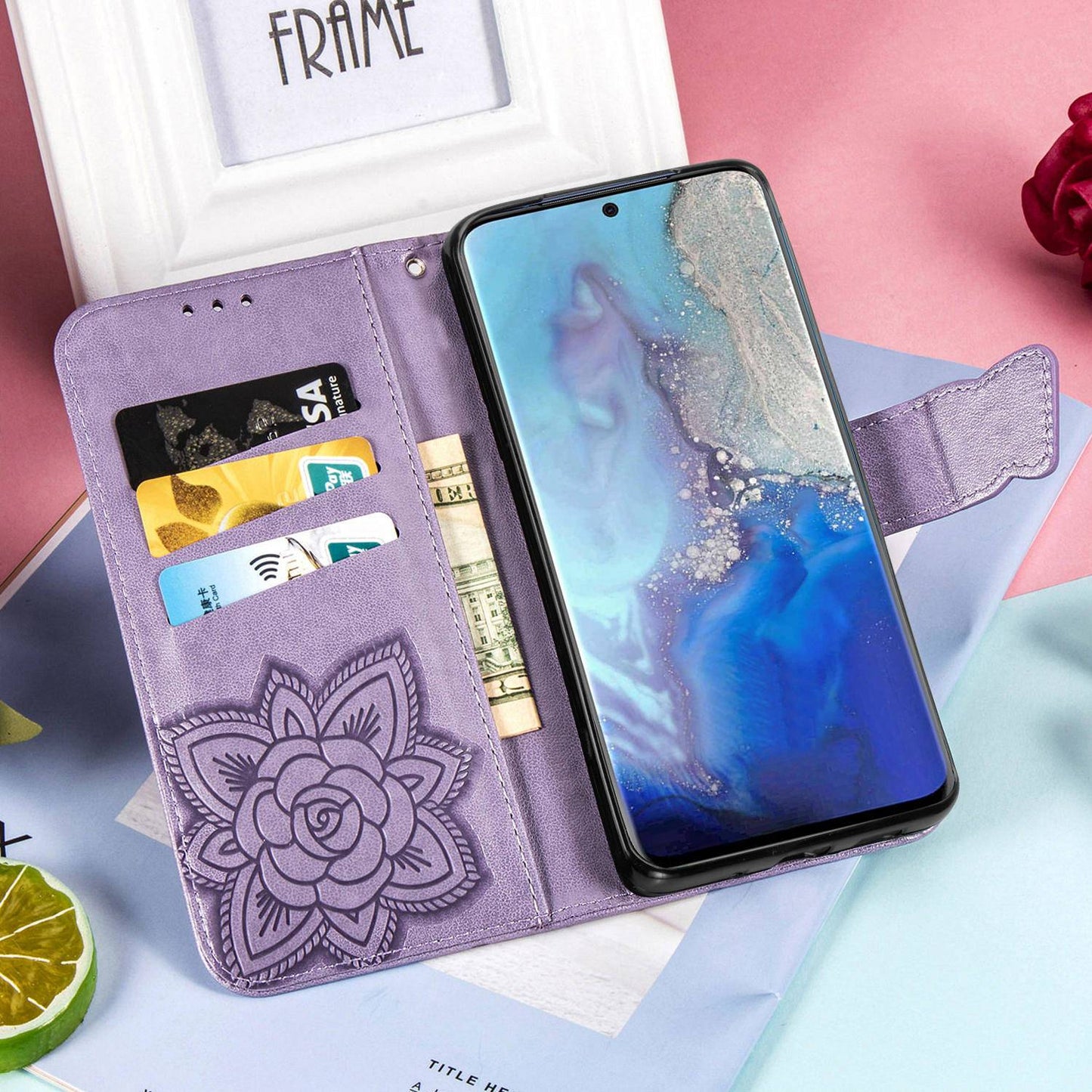 Luxury Embossed Butterfly Leather Wallet Flip Case For Samsung A42 5G