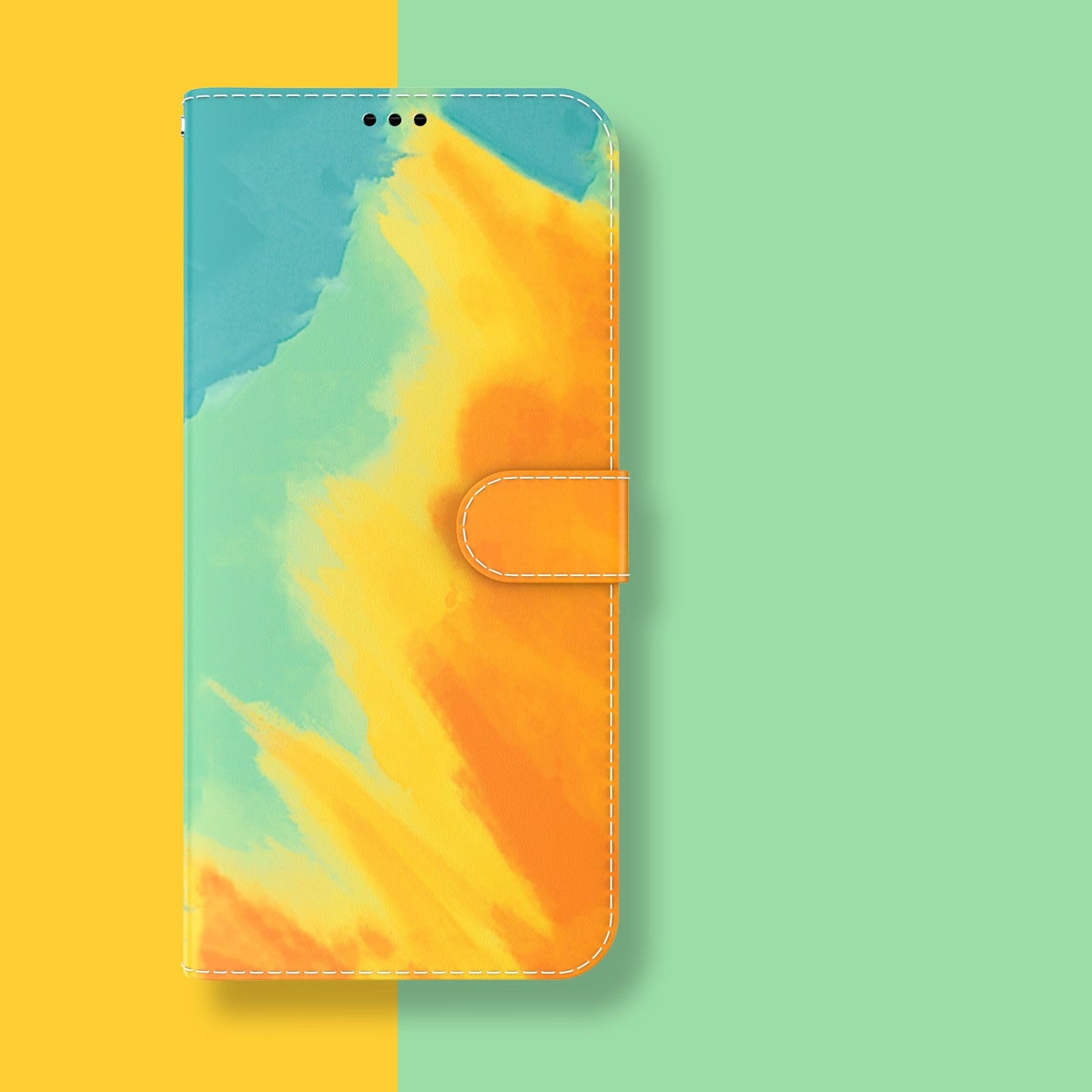 Étui portefeuille à rabat en cuir avec motif graffiti aquarelle pour Samsung