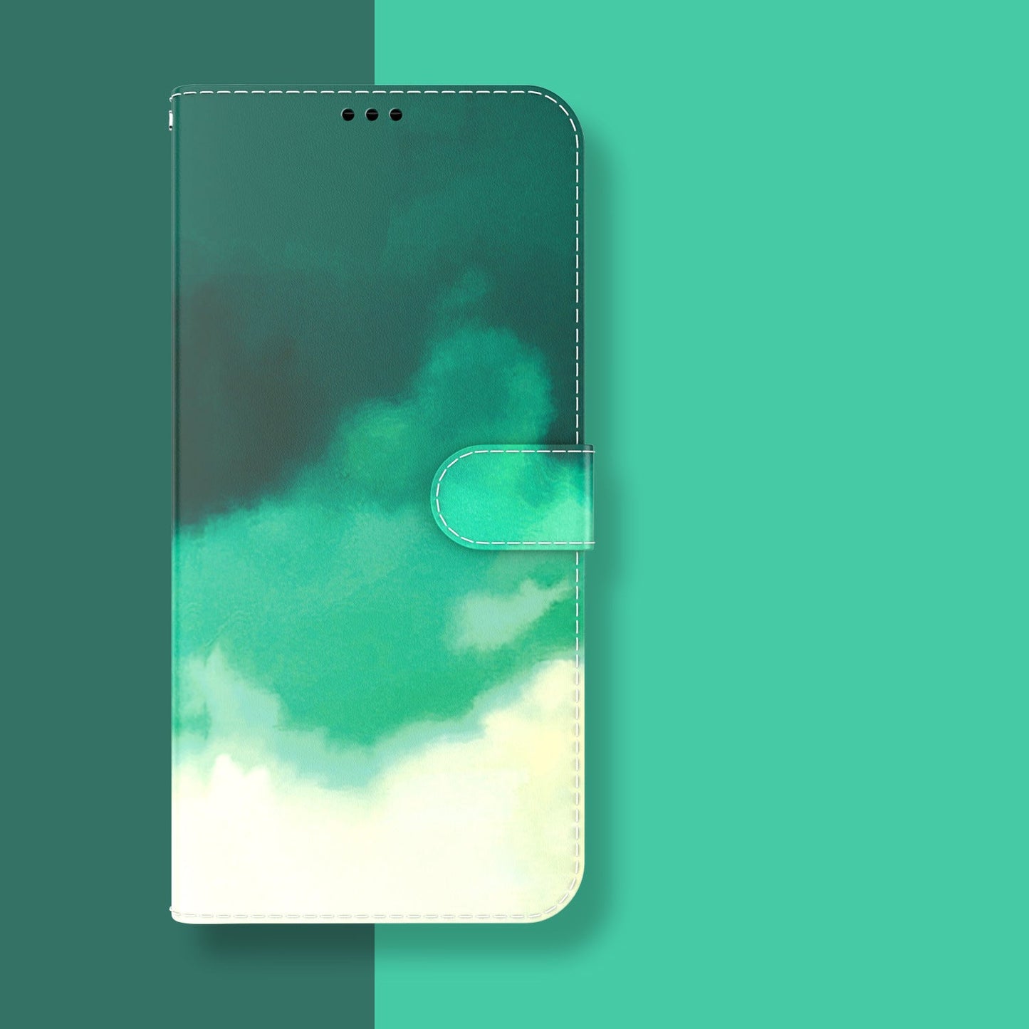 Étui portefeuille à rabat en cuir avec motif graffiti aquarelle pour Samsung
