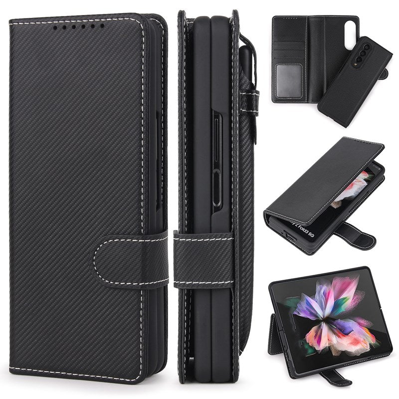 New 2-in-1 Leather Wallet Pen Slot Phone Case For Samsung Galaxy Z Fold3 5G