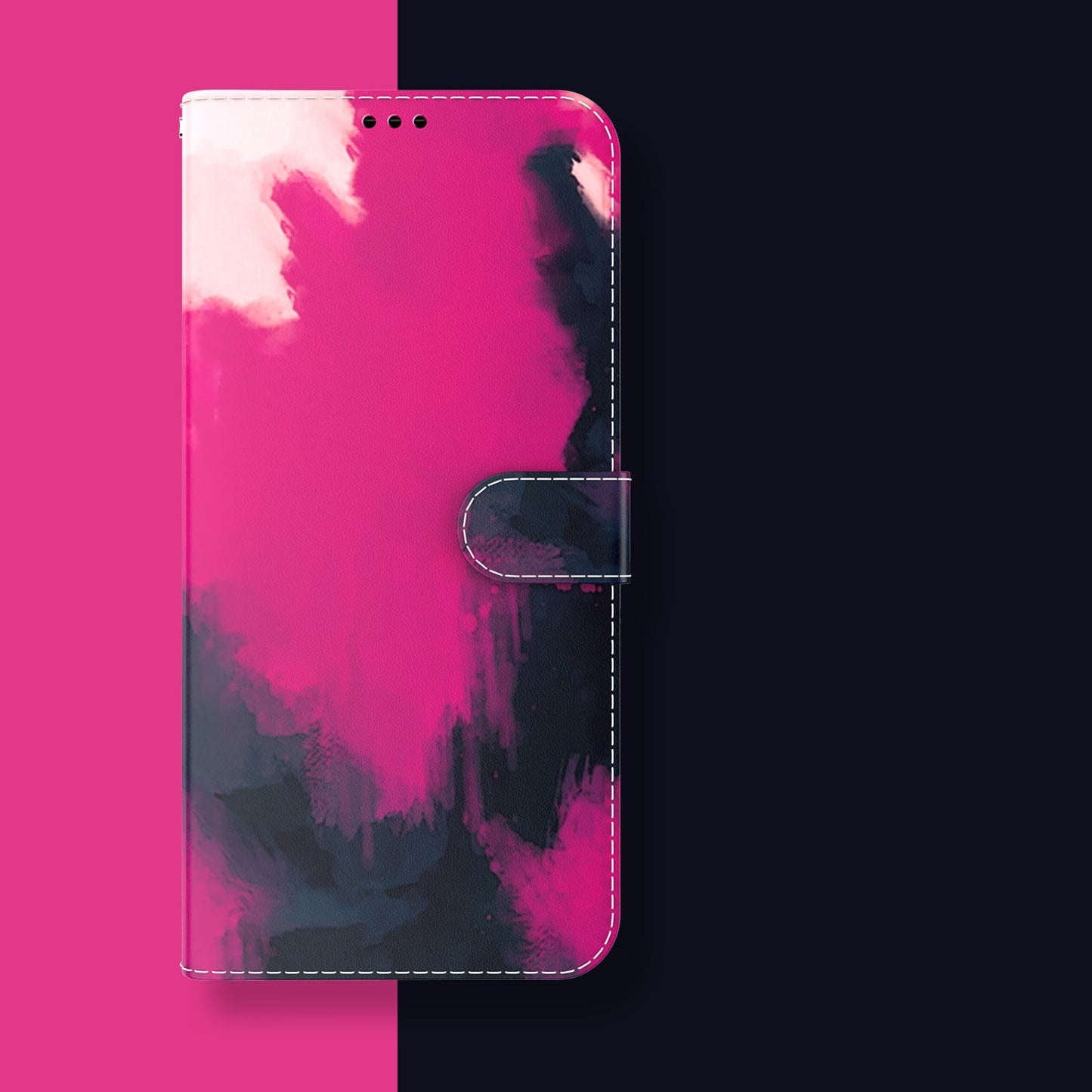 Étui portefeuille à rabat en cuir avec motif graffiti aquarelle pour Samsung