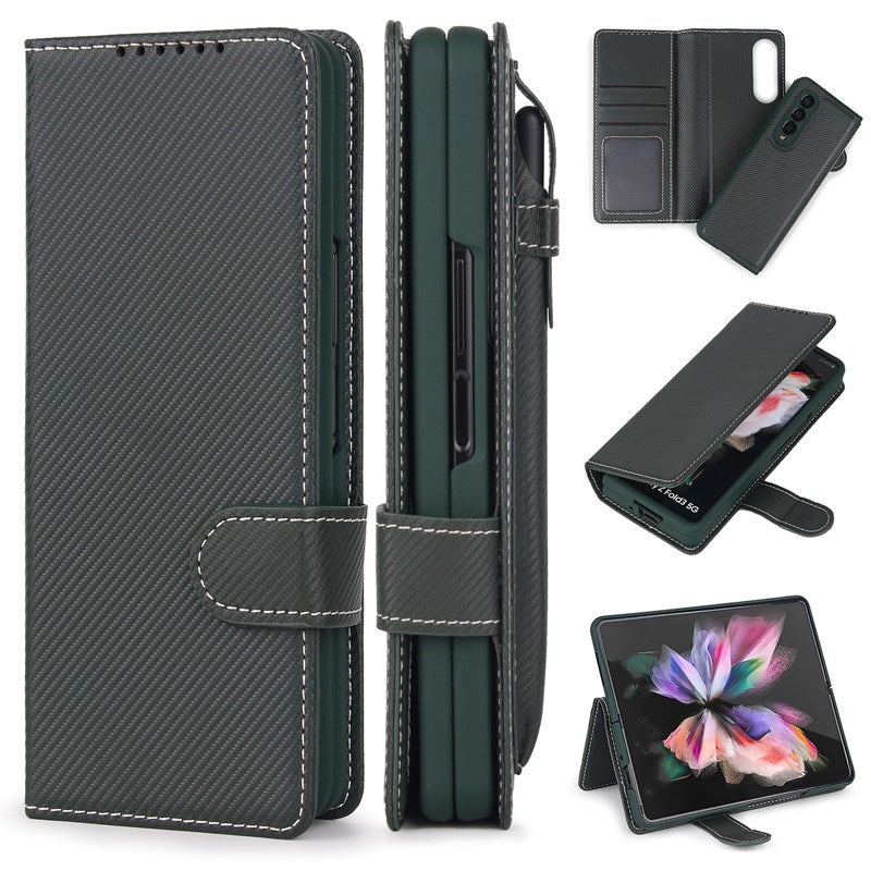 New 2-in-1 Leather Wallet Pen Slot Phone Case For Samsung Galaxy Z Fold3 5G