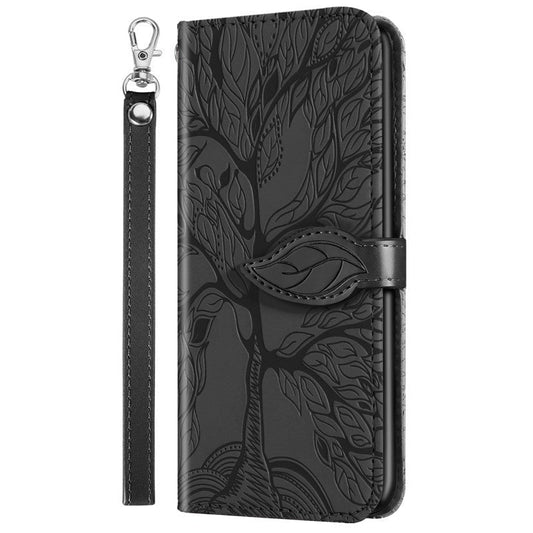 Nouvel étui de téléphone portefeuille avec arbre de vie gaufré 3D pour iPhone