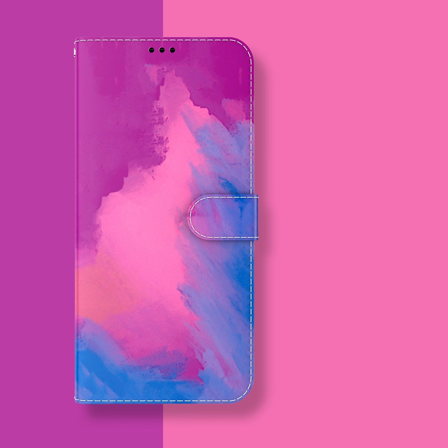 Étui portefeuille à rabat en cuir avec motif graffiti aquarelle pour Samsung