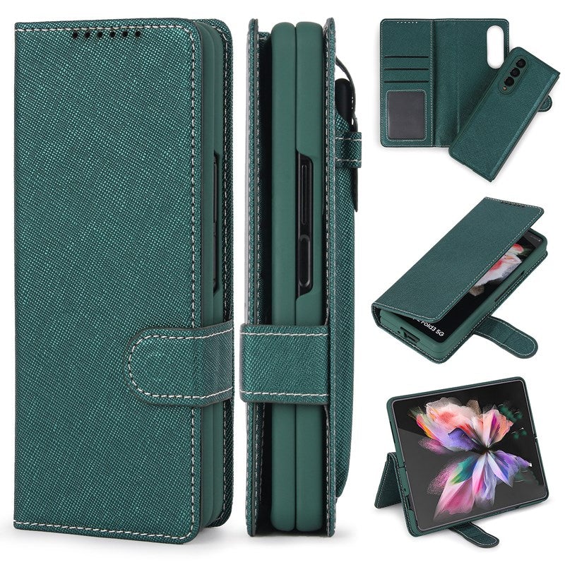 New 2-in-1 Leather Wallet Pen Slot Phone Case For Samsung Galaxy Z Fold3 5G