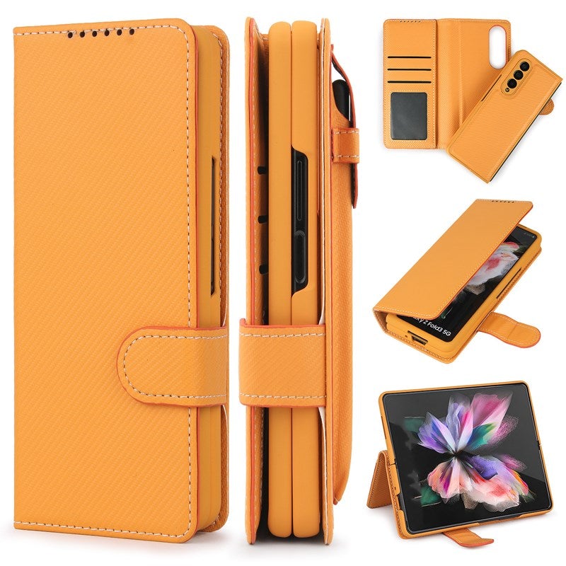 New 2-in-1 Leather Wallet Pen Slot Phone Case For Samsung Galaxy Z Fold3 5G
