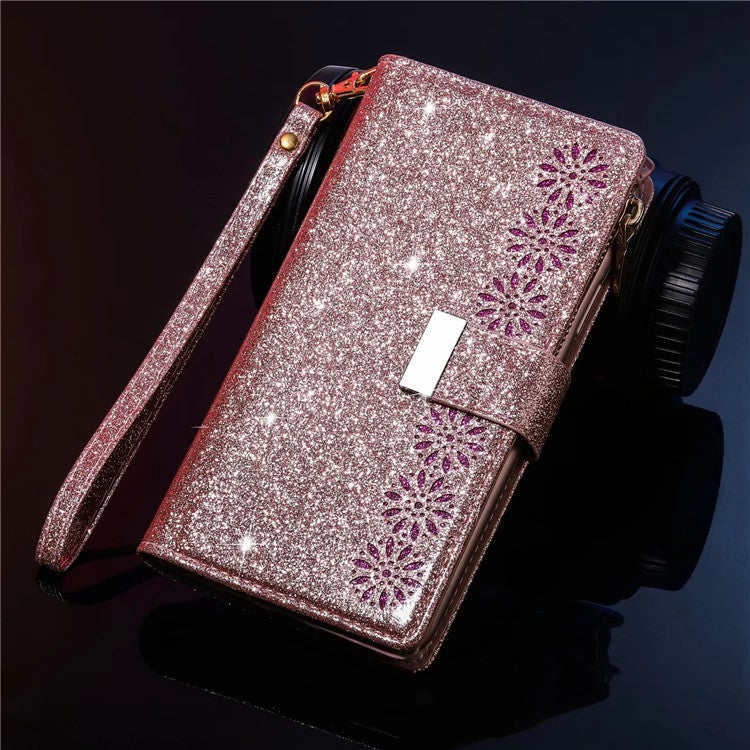 Glitzer Glitzernd Mädchenhaft Bling Leder Klapphülle für Samsung S20 FE