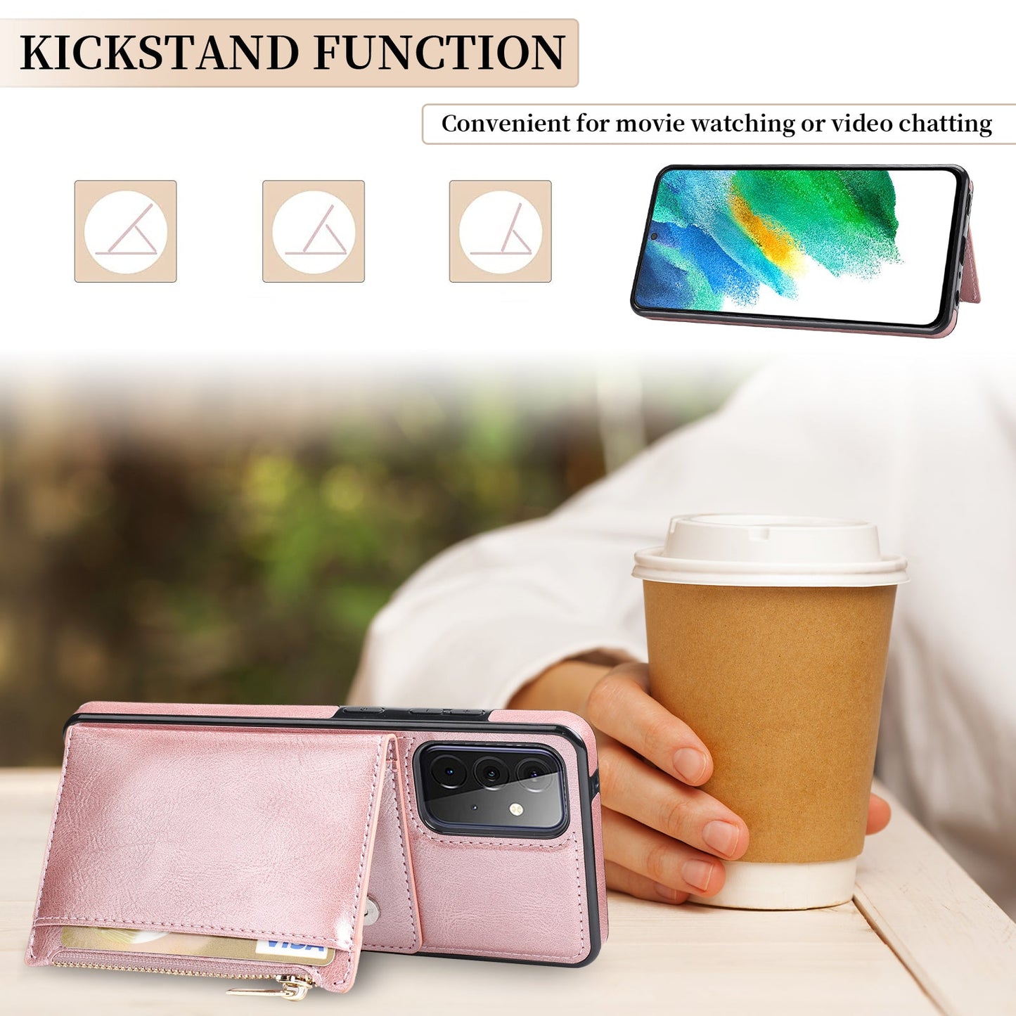 Neues Upgrade Multifunktionale Brieftaschen-Reißverschluss-Handyhülle für Samsung A52 5G