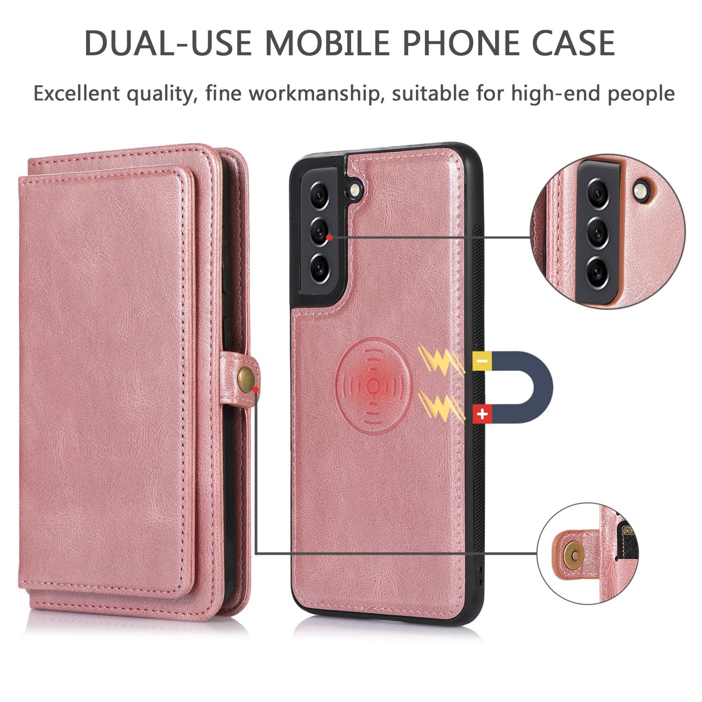 Multifunktionale, aufteilbare magnetische Handyhülle mit Brieftasche für Samsung S21FE