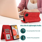 Luxury Skin Feel Multi-card Zipper Leather Case For Samsung A42