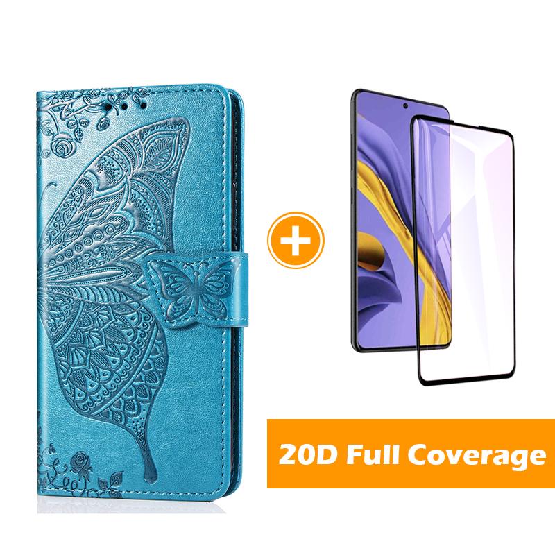Étui portefeuille en cuir gaufré de luxe papillon pour Samsung A51/A71