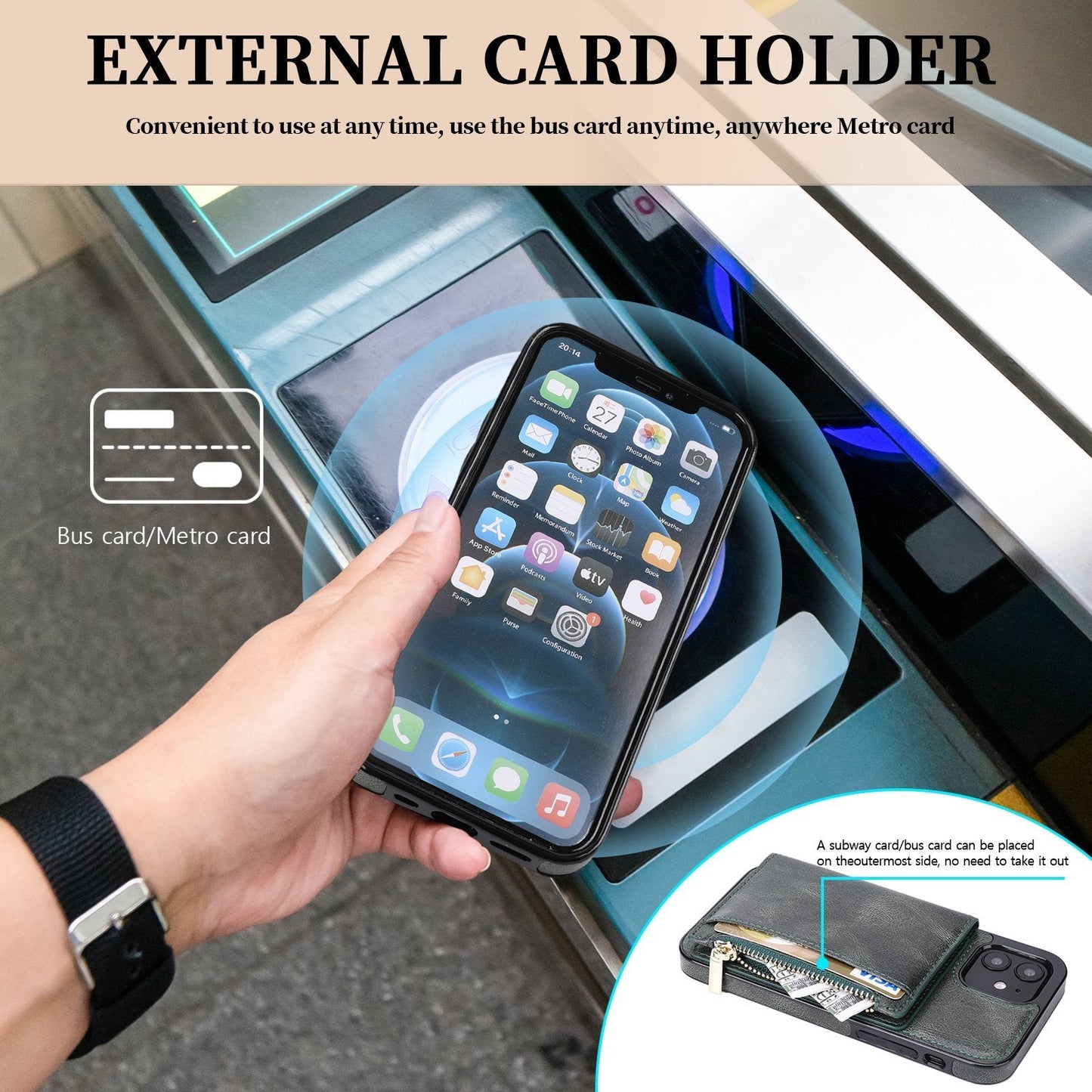 Nouvelle Mise à Niveau Étui de Téléphone Multifonctionnel avec Fermeture Éclair pour iPhone 13 Series