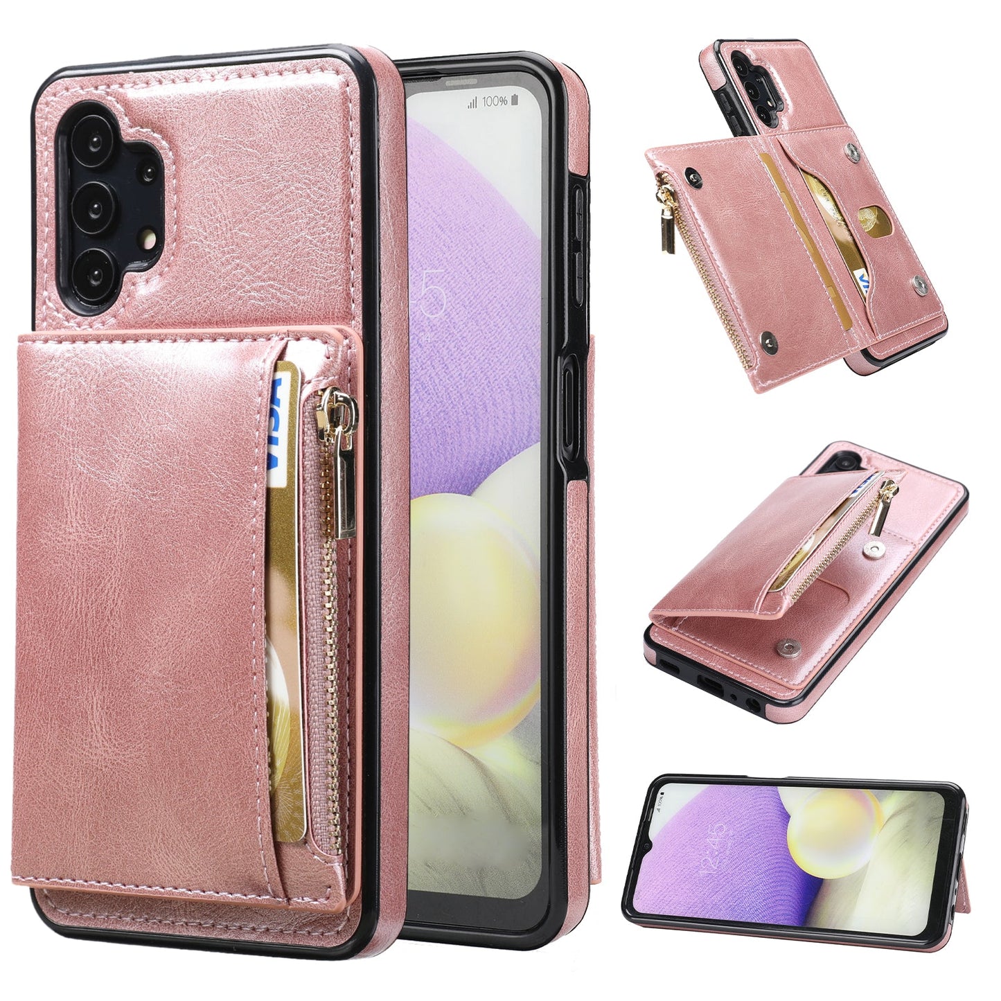 Neues Upgrade Multifunktionale Brieftaschen-Reißverschluss-Handyhülle für Samsung A32 5G