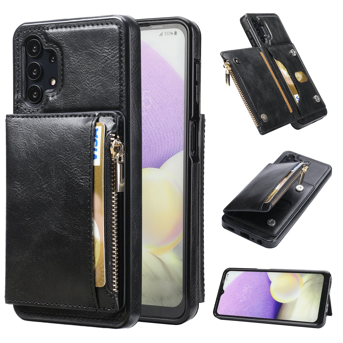 Neues Upgrade Multifunktionale Brieftaschen-Reißverschluss-Handyhülle für Samsung A32 5G