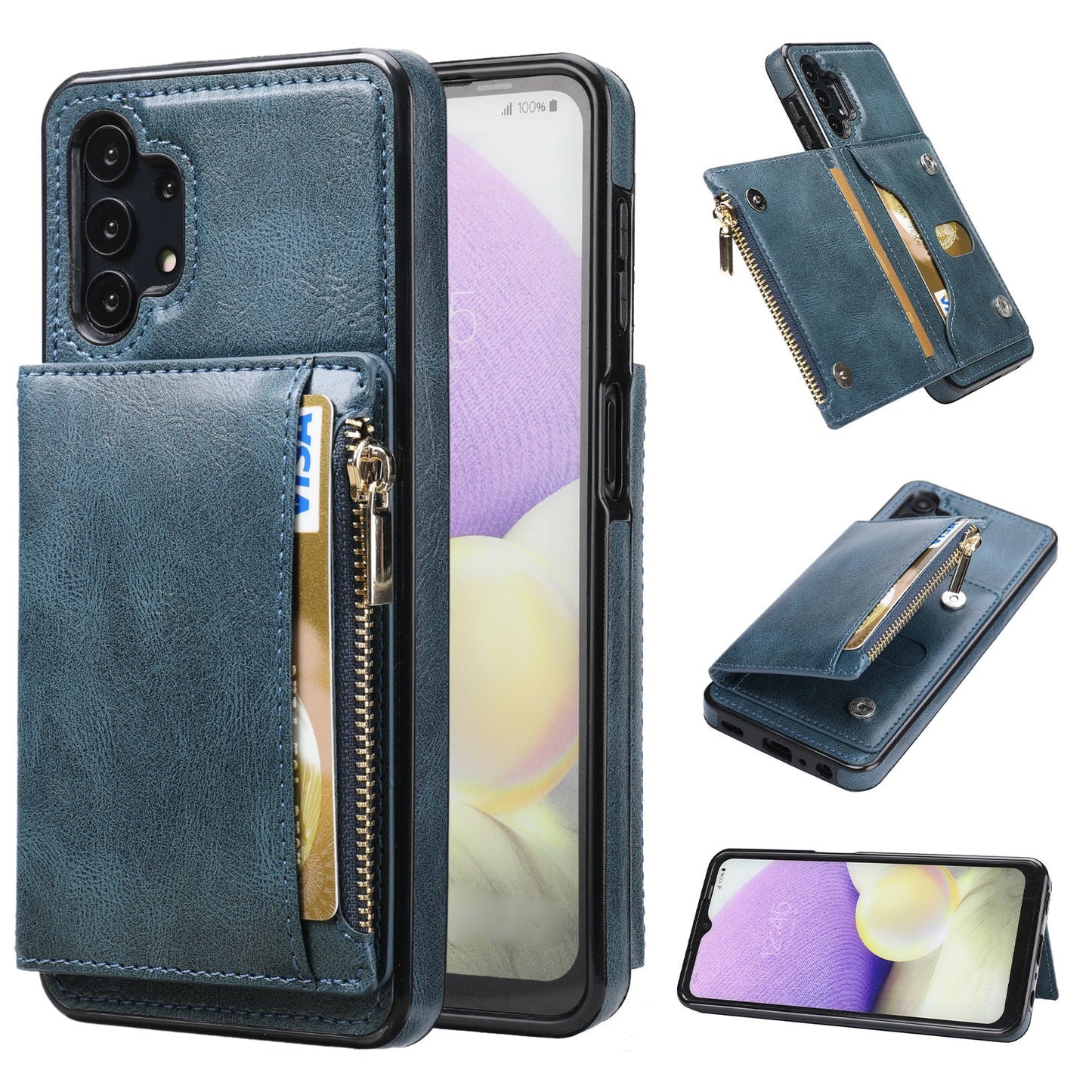 Neues Upgrade Multifunktionale Brieftaschen-Reißverschluss-Handyhülle für Samsung A32 5G