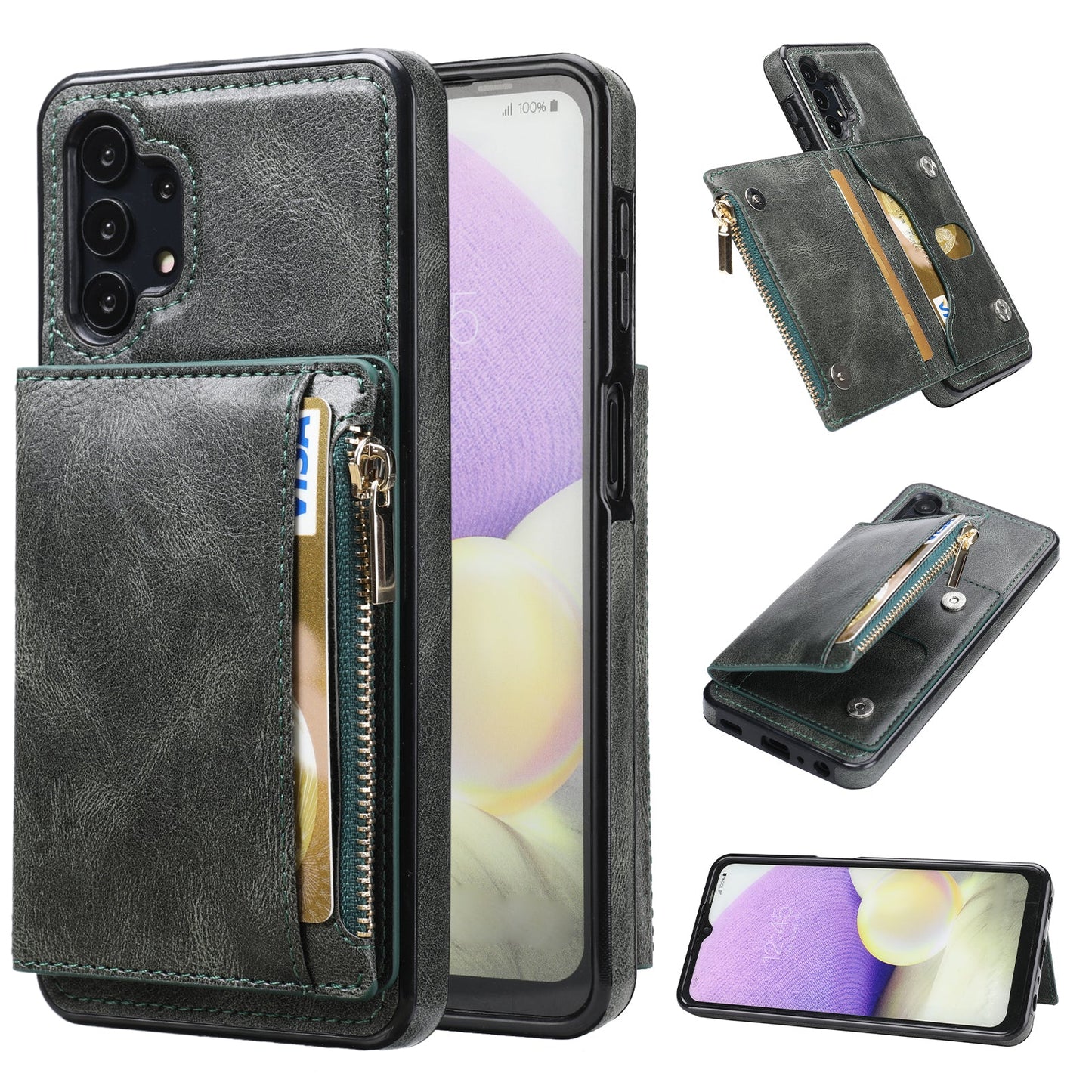 Neues Upgrade Multifunktionale Brieftaschen-Reißverschluss-Handyhülle für Samsung A32 5G