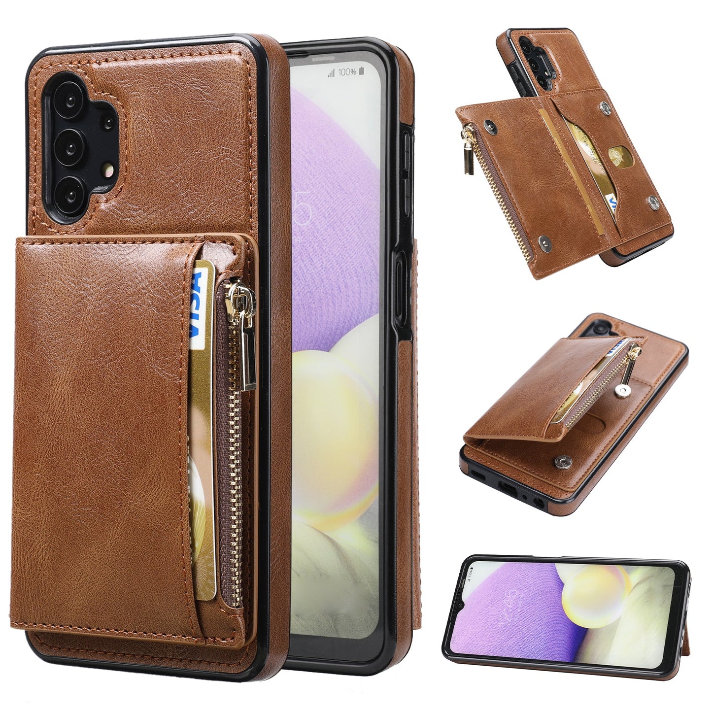 Neues Upgrade Multifunktionale Brieftaschen-Reißverschluss-Handyhülle für Samsung A32 5G