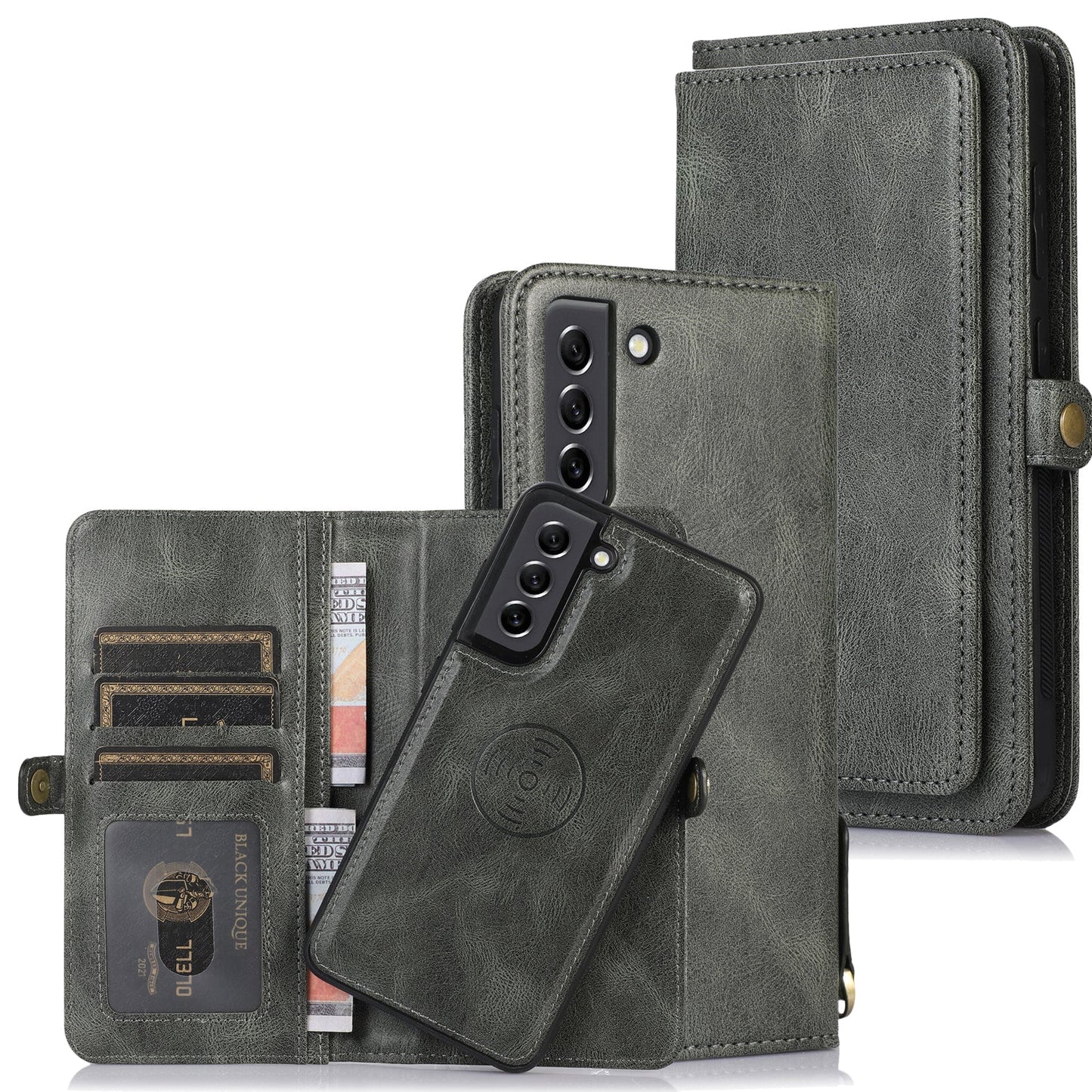 Multifunktionale, aufteilbare magnetische Handyhülle mit Brieftasche für Samsung S21FE