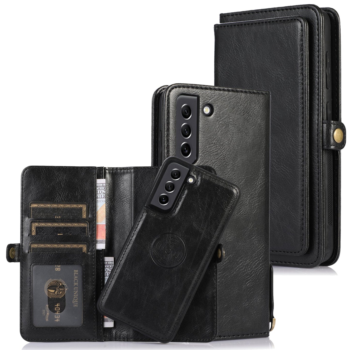 Multifunktionale, aufteilbare magnetische Handyhülle mit Brieftasche für Samsung S21FE